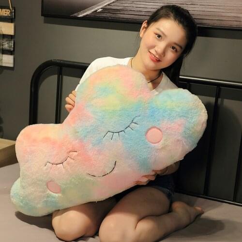 Cartoon rabbit fur clouds stars plush padded cushion pillow fabric comfortable soft sofa decoration cushion Gift for girl friend