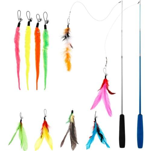 12 PCS Replacement Cat Feather Toy Set, Cat Feather Teaser Wand Toy for Kitten Cat Having Fun Exercise Playing Without the Stick