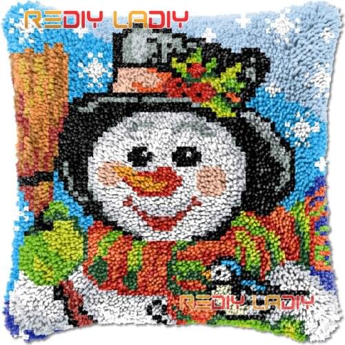 Latch Hook Cushion Cover Snowboy and Tit Needlepoint Kits Chunky Acrylic Yarn Crocheting Pillow Case Arts & Crafts