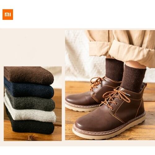 5 pairs new xiaomi winter cotton socks mens terry socks in tube thickened warm sports imitation wool socks Plus velvet