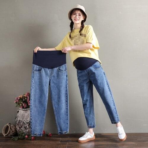 Maternity Clothes Ninth Pants Maternity Jeans For Pregnant Women Clothes Loose Denim Stretch Jeans Pregnancy Pant Spring Summer