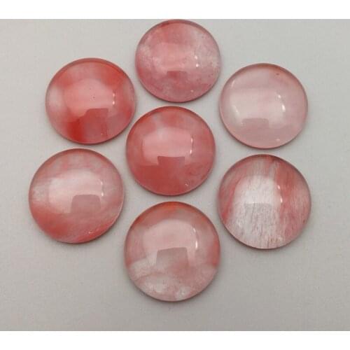 Wholesale Fashion cherry quartz stone beads charms 16 18 20mm red round cab cabochon stone beads 24pcs for jewelry free shipping