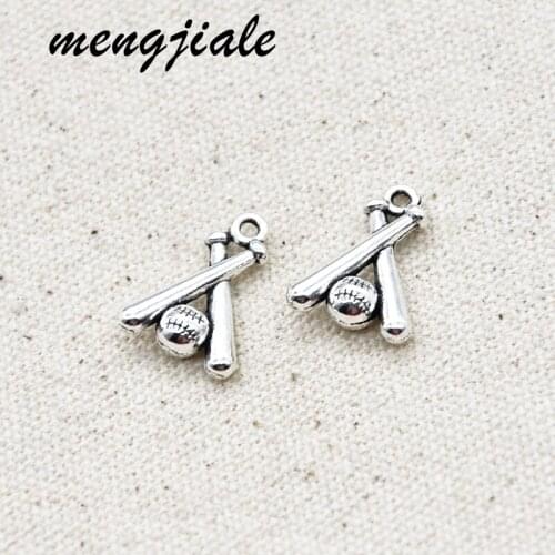 12PCS Wholesale Vintage Metal Alloy Baseball Club Charms For Jewelry Accessories DIY Handmade Craft