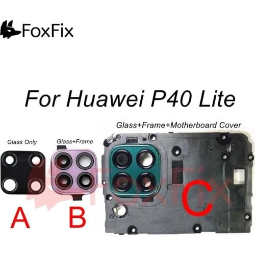 For Huawei P40 Lite Rear Back Camera Glass Lens with Bezel Frame Holder For Huawei P40 Lite Camera Glass Lens Replacement Parts