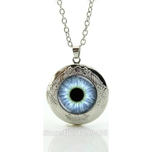 Dragon Eye Pendant Necklace vintage Reptile Eye locket Necklaces punk gears Camera Lens picture jewelry N602