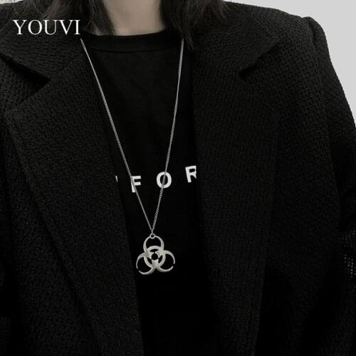YOUVI Titanium Steel Dollar Crystal Bear Pedants Necklace for Women Fashion Goth Men Couple Necklace Jewelry Chain on the Neck