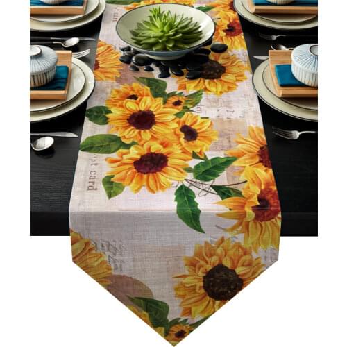 Sunflower Old Newspaper Background Table Runners Table Flag Tablecloths Party Decoration Table Runner Wedding Home Table Decor