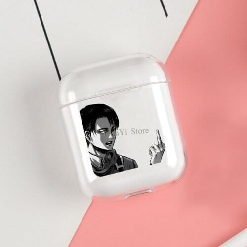 Levi Ackerman Clear Cases For Apple Airpods 1 2 Earphone Bluetooth Wireless Cover For Airpods 2 1 Coque
