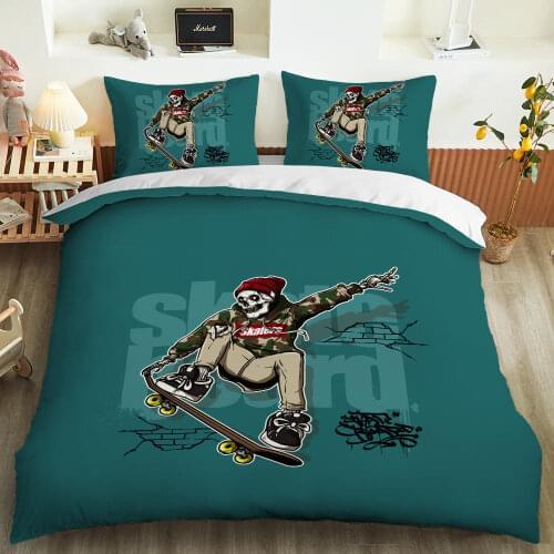 Sugar Skull 3D Printed Bedding Set Luxury Duvet Cover Pillowcase Set Skull Comforter Bedding sets Bedclothes Boys Quilt Cover
