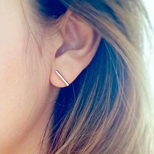 Bar Earrings 6mm 12mm Simple Stud Earrings, 925 Sterling , Gold Or Black Plate T Bar Minimalist Line Earring Gifts For Her
