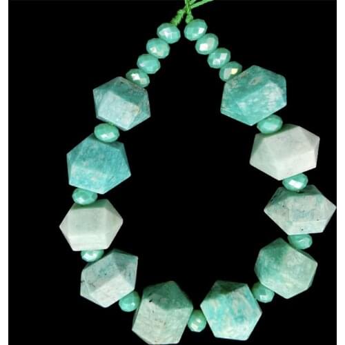 14-16X20-22mm Amazonite Column Hexagonal Faceted Raw Gemstone Jewelry Material Loose Beads for Jewelry DIY Bracelet Necklace