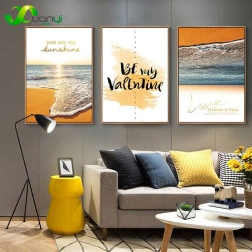 3 Pcs Modern Nordic Seascpe Beach Canvas Wall Art Painting Print On Canvas Wall Picture For Living Room Home Decoration Unframed