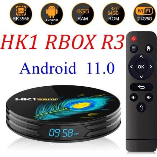 10PCS HK1 RBOX R3 RK3566 64bits Android 11.0 TV BOX 4GB 8GB DDR4 32GB 64GB 2.4G 5G WiFi 1000M LAN Bt 4K HD Media Player