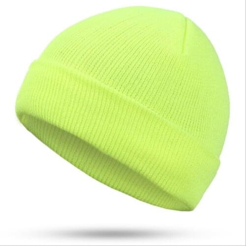 Solid Color Simple Outdoor Keep Warm Beanie Hat Unisex Crimping Casual Tide Elasticity Knitted Hat Adult Cap