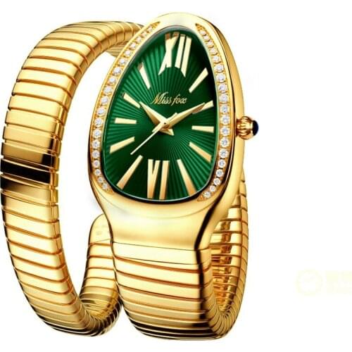 Fashion Explosion Models Ladies Quartz Watch Personality Snake Head Bracelet Stainless Steel Diamond Studded Snake Watchs Female