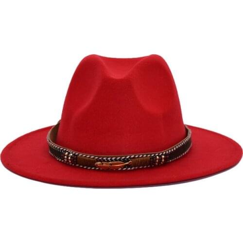 Women Winter Hats Solid Color Wide Brim WithBand Belt Buckle Fedora Hats Jazz Caps Men Women Classic Simple Formal Felted hats
