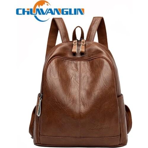 Chuwanglin Women Backpack Famous Brand Leather Backpack Female Large Capacity School Bag Bookbag Simple Shoulder Bags 3010942