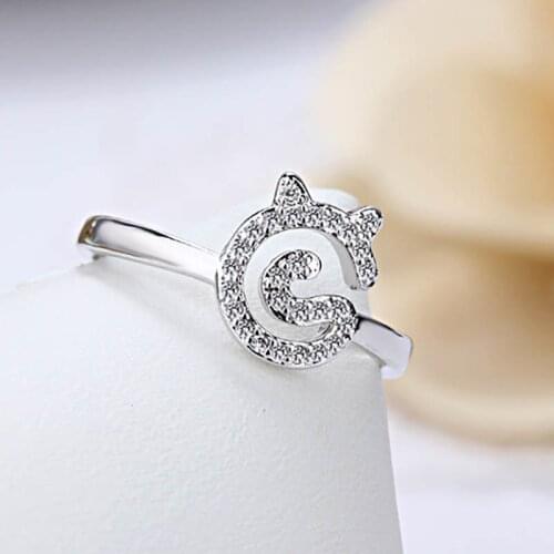Cellacity Fashion 925 Sterling Silver Rings with Zircon Gemstone for Women Cat Shaped Open Ring Fine Jewelry Wedding Party Gift