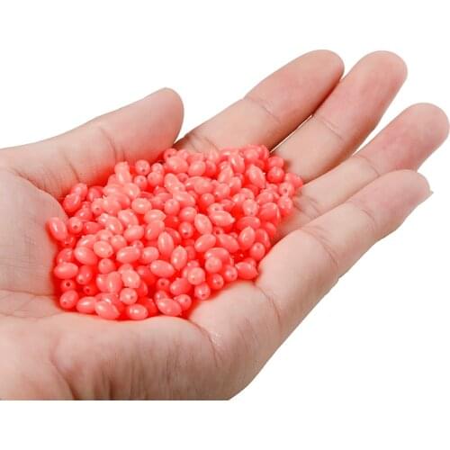 100pcs Oval Soft Rubber Fishing Beads Fishing Lure Luminous Bead Lures Glowing Balls Sinking Beads For Treble Hook Fish Tackle