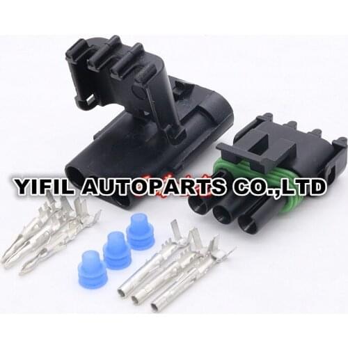 2set/lot 3 Pin/Way Female Male Weather Pack Electrical 2.5 Sealed Wiring Automobile Connector Plug For Delphi 12010717 12015793