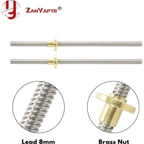 RepRap 3D Printer CNC THSL-300-8D T-type Stepper Motor Trapezoidal Lead Screw Dia 8MM Thread 8mm Length 300mm with Copper Nut