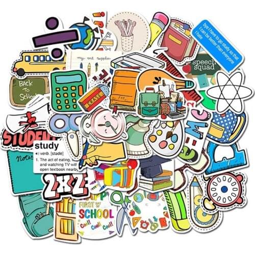 50Pcs Stationery Stickers Pack Kawaii Planner Scrapbooking Memo Stickers Escolar School Supplies