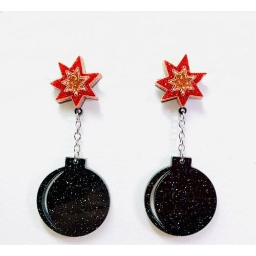 Acrylic Fun bomb earrings, funny silhouette dark villain Earrings Party Summer Accessory