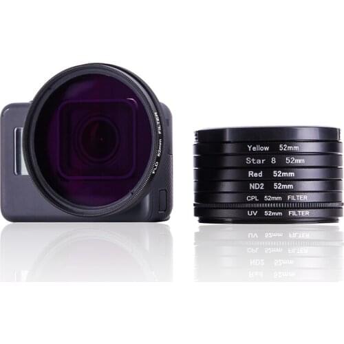 For GoPro HERO5 HERO 5 52mm 8 in 1 Lens Filter(CPL + UV + ND8 + ND2 + Star 8 + Red + Yellow + FLD / Purple) Camera Accessories