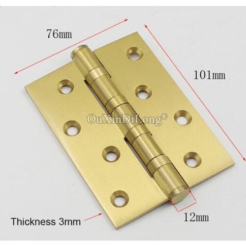Free Shipping 4PCS Pure Brass Bearing Furniture Hinges Thicken 3mm Door Hinges Cupboard Cabinet Mute Hinges 4Inches