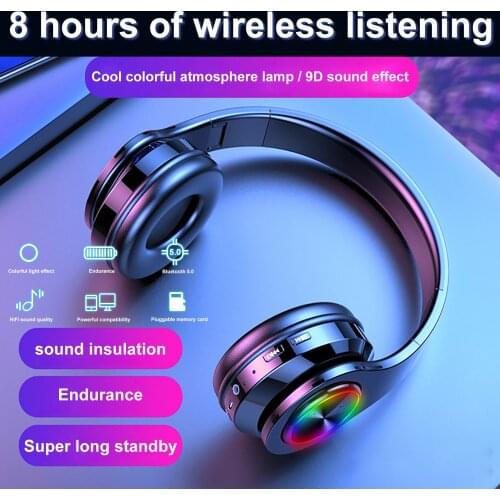 Wireless earphones bluetooth headphones Stereo Over Ear TF / Micro SD Headset Over Ear gaming time with Mic fot pc Computer Game