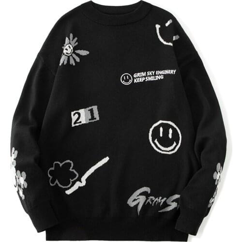 Brand Sweater Men Harajuku Japan Style Casual Streetwear 2021 Knitted Male Pullover Round Neck Hip Hop Warm Tops Male Sweaters