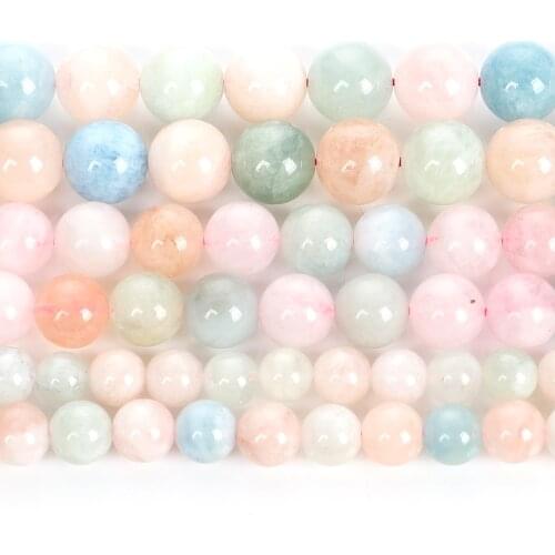 Morganite Natural Stone Charm Round Loose Beads For Jewelry Making DIY Bracelets Necklace Earrings Accessories 6/8/10MM
