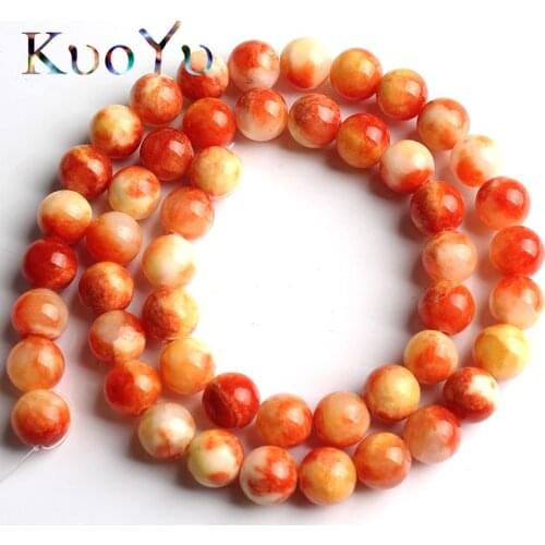 Natural Stone Orange White Persian Jades Beads Round Loose Spacer Beads 6/8/10/12 MM For Jewelry Making DIY Bracelet 15"Strand