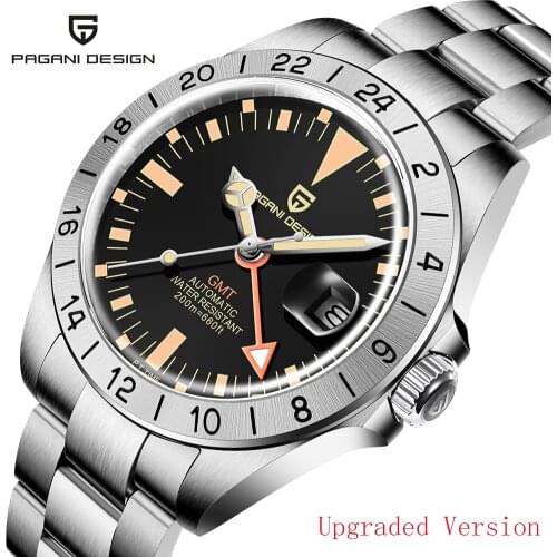 2021 New PAGANI Design GMT Watch Mens Automatic Mechanical Watch Sapphire Stainless Steel 200m Waterproof Luxury Clock Relogio