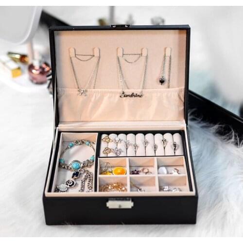 Fashion Design PU Leather Jewelry Box Jewelry Case Jewelry Package Storage Large Space Jewelry Ring Necklace Bracelet Box