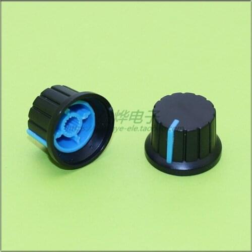 10 pieces 24*15.5MM black and blue plastic knob potentiometer knob speed control knob flower shaft inner hole 6MM