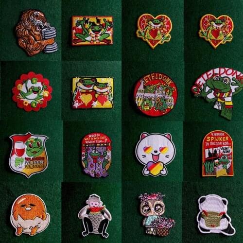 Childrens Animal Cartoon Embroidery Patch Frog Monkey Clothes Clothes Applique Sticker T-shirt iron on patches for clothing DIY