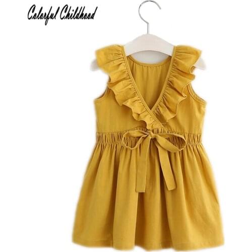 Toddler Girls Princess Summer Party Dress Sleeveless Kids Baby Ruffles Princess V-Neck Dresses For Girls Infant Casual Clothes