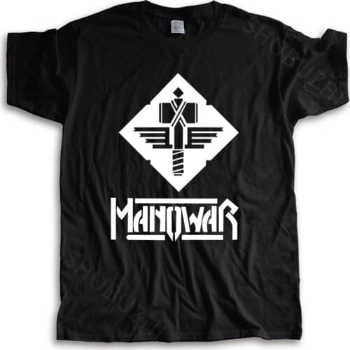 Tshirt men summer top tees Manowar Rock Band Casual Sportswear Mens Hip Hop unisex t-shirt loose style tops