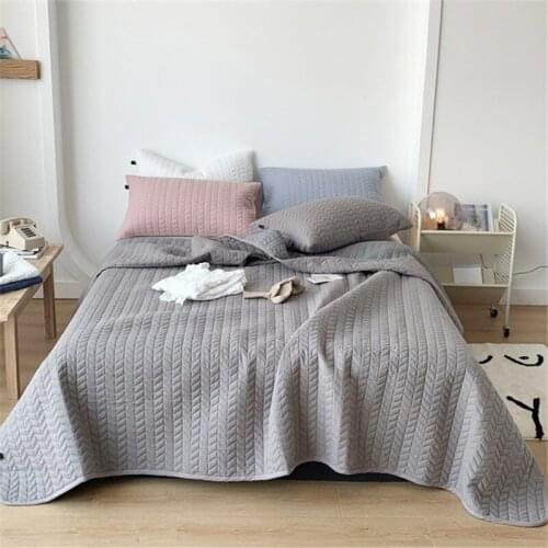 Korean Style Cotton Quilted Bedspread Solid Patchwork Sheet Coverlet Fashion Quilt Blanket Throw Cubrecam Home Bed Cover Colcha