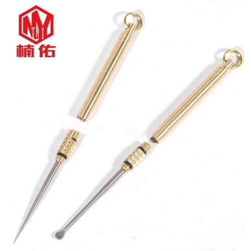 EDC Tool Brass Portable Waterproof Warehouse Titanium Alloy Toothpick Combination Toothpick Tube Titanium Alloy Ear Spoon