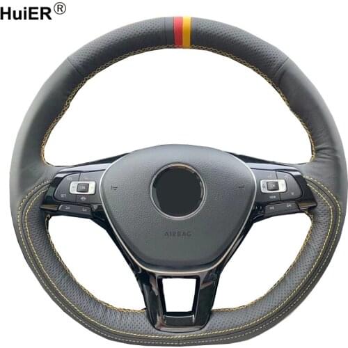 DIY Car Steering Wheel Cover Wrap Leather Suede For Volkswagen VW Golf 7 Mk7 New Polo Passat B8 Jetta Tiguan Sharan Touran Up