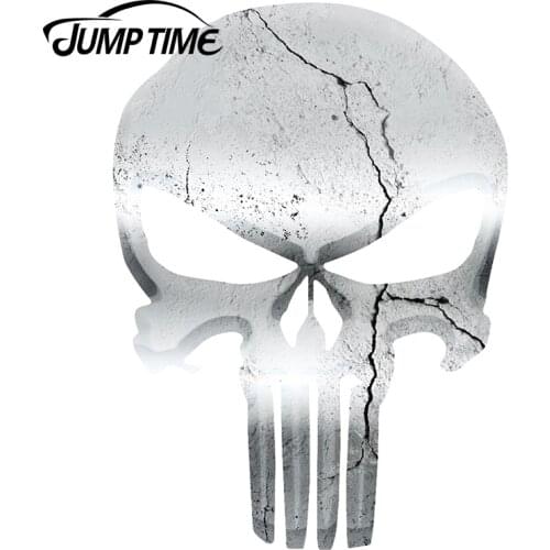 JumpTime 13cm X 9.4cm Punisher "CRACKS" Skull Car Stickers Helmet Funny Decals Truck Racing Vinyl