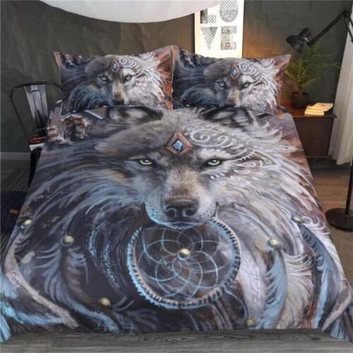 Fashion 2/3pcs 3d Digital fighting wolf Printing Bedding Set Duvet Cover Sets 1 Quilt Cover + 1/2 Pillowcases US/EU/AU Size