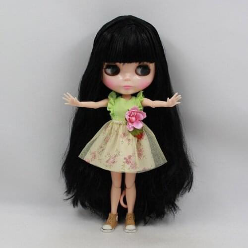 Black long Hair joint body Nude blyth Doll, Factory doll ,Suitable For DIY Change BJD Toy For Girls
