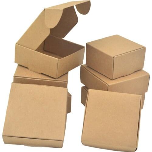 50pcs/Lot 350G Kraft Paper Packaging Box Square Blank Gift Box Small Paper Package Cosmetic Packaging Boxes
