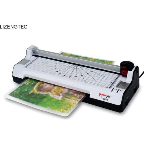 Free Shipping LIZENGTEC Hot &Cold with Paper Trimmer & Corner Rounder Roll Laminator Machine for A4 Paper Photo