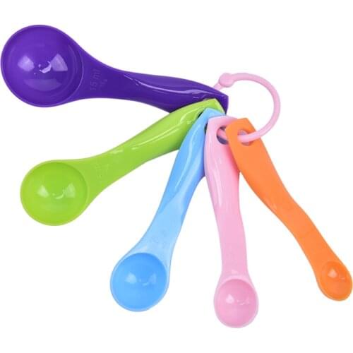 5pcs/set Measuring Spoons Colorful Plastic Measure Spoon Useful Sugar Cake Baking Spoon Kitchen Baking Measuring Tools