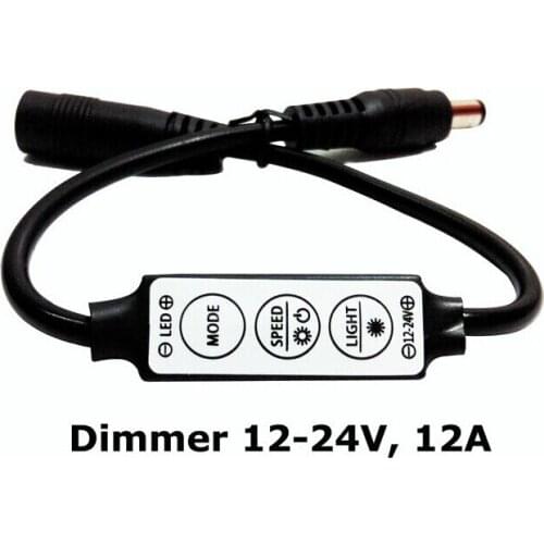 DHL 50pcs/lot Mini LED dimmer12V-24V/12A 3 keys black, LED controller switch for single color LED strip light brightness adjust