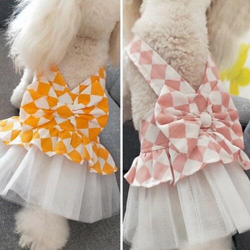 Fashion Dog Princess Skirt Comfort Cotton Puppy Bowknot Dress Home Dogs Birthday Gift Dress For Small Medium Pet Pet supplies